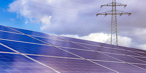 Solar panels and electricity mast