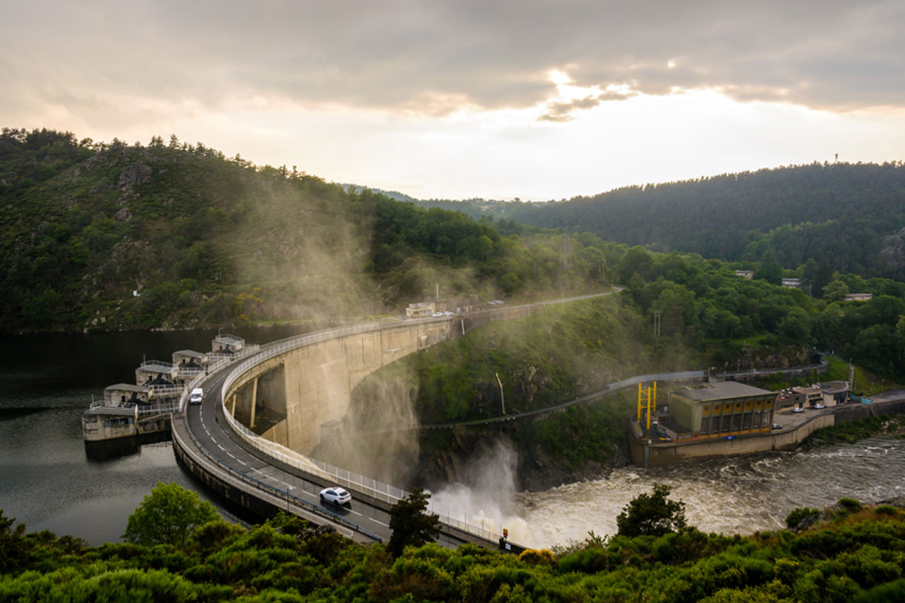 The Grangent dam at the Loire river.